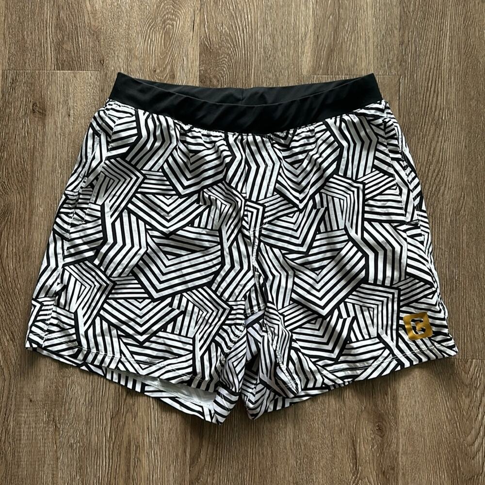 The Chestee Competition Stripes Shorts Black & White Size Large Athletic Workout